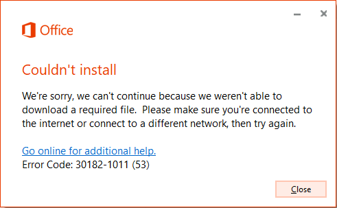 Couldn T Install Microsoft Office With Error Code 30182 1011